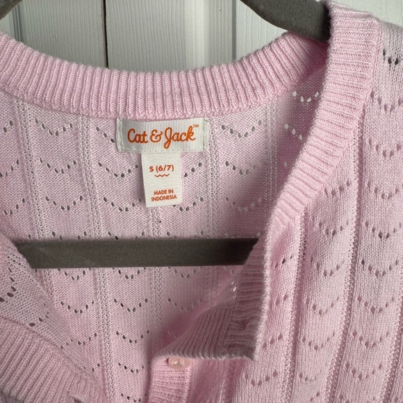 Cat & Jack Pink Cable Knit Cardigan Size 6/7, NWT - Picture 3 of 7